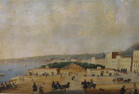 Neapolitan School (19th century), oil on board, Mediterranean coastal scene